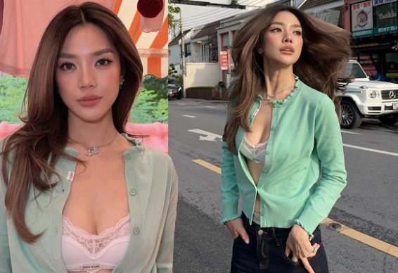 ปราง กัญญ์ณรัณ ใส่บราลูกไม้ อวดเนินอกเซ็กซี่เกินต้าน